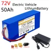 NY 72V 50AH 21700 LITIUM Batteripaket 84V Electric Bicycle Scooter Motorcykel BMS 3000W Hög Power Battery + 3A -laddare