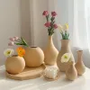 Träblomma vas retro konst blomma flaska för rum bordsskiva prydnad diy färgad målning växt potten nordisk hem trädgård dekor