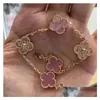 Charm Bracelets High Quality Flower Bracelet Four Leaf Clover Fashion Jewelry 18K Shell Motif Women Men Diamond Chain Valentines Day Dhcnb