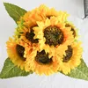 Fiori decorativi girasole artificiale maiale bouquet mazzo da sposa finto seta seta fai -da -te decorazione realistica simulazione girasoli