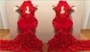 Red Rose Mermaid Prom Dresses New Sexy High Neck Defliques رسمية سهرة فساتين المسح القطار كوكتيل حفلة 4042994