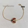 Vanclef 2024 Designer Van Clover Armbänder Charm Bracelets Frauen 4/Vier-Blatt-Rosengold-Ladykäfer Luxusschmuck mit Kasten