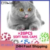 20pcs Yeni Silikon Yumuşak Kedi Tırnak Kapakları Pet Kedi Pençe Pençe Tırnak Koruyucusu Kedi Tırnak Kapağı Ücretsiz Tutkal Boyutu Xs L Hediye Pet Kedi Hediyesi