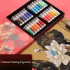 24 couleurs Chinese Painting Pigment Set 9ml Tube en aluminium pour les débutants Calligraphie Brusque Brush Drawing Tools Art Supplies