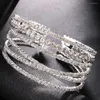 Bangle Stonefans Boho Multi Layer Crystal Bracelet Cuff Fashion Elegant Wholesale Armlet Rhinestone Bangles For Women Jewelry Luxury