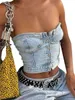 Tanks pour femmes Camis Femmes Y2K Denim Cut Top Vest à la mode sans bretelles Terre Top Top Sexy Bouton Top Top Top J240409