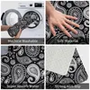 الحصير الحمام P-Paisley Mat Retro Black Design Velvet Velvet Soft Toileet Pad for Down Home مدخل مضاد للانزلاق مخصص الحمام سجادة الحمام