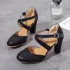 Dress Shoes 2024 Roma Pumps For Women Retro Sandals High Heel Ankle Summer Belt Buckle Casual Women's Size 43