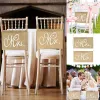 2Pcs/set Burlap Mr. & Mrs. Chair Banners Romantic Hanging Chair Sign Flag Rustic Khaki Wedding Party Photo Prop Decoration