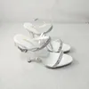 Sandales belles robes hautes talons 13 cm plate-forme en cristal sexy pole dance dance silver ceinture de mariage chaussures