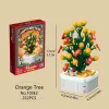 Enfants Bonne année Kit créatif de construction d'arbre orange 222pcs Abs Plants Bouquet Bricks Set Festival Decoration