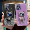 Caso de suporte de areia arejada de astronauta para o Realme 9 Pro Plus 9 4G 8 8i para Realme 9 5G 7 7i 9i 8 Pro Glitter Transparent Starry Cover