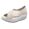 Sandalen rugriem slip-on pu dames open teen wiggen schoenen platform casual vis mond zomer buiten strand groot formaat 43 sandles