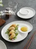 Plates Cloud Spiral Compartment Tray Ceramic Dumpling Plate With Vinegar Dish Creative Household French Fries Pack Shrimp