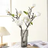 Fiori decorativi 75 cm Touch reale Magnolia Fiore artificiale 3 teste Pu White Wedding Home soggiorno decorazione da giardino decorazione balcone falsa