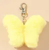 Faux Rabbit Fur Ball Ball Bulc Bland Pompom Lopard Pluszowe serce klawisza POM POM okrągła kulka Torket Torba samochodowa Klucz Butterfly