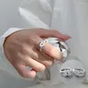 Clusterringe 925 Sterling Silber Zirkon Liebes Herz Offener Ring für Frauen Mädchen Einfacher unregelmäßiger Design Schmuckparty Geschenk Drop