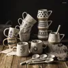 Mugs Hand-painted Moon Ceramic Coffee Cup Home Office Mug With Saucer Breakfast Milk Juice Tea Handle Gift Microwave Safe