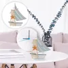Vases Marine Style Sailboat Dining Table Decor Ornament Decorate Decoration Wooden Crafts Iron Nautical Model House Decorations Home