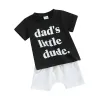 Toddler Baby Boy Vêtements d'été Souche à manches courtes Daddy S Petit Dude Tshirt Top Solid Elastic Shorts Set 2pcs Tenue décontractée