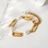 Design barocco alla moda Oro e acciaio inossidabile delicato bracciale perle in stile unico accessorio chic