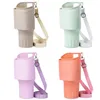 Silicone Water Bottle Holder Bag with Storage Pocket Shoulder Strap Sleeve AntiScratch Cup Cover Accessories 240409