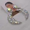 Dangle Earrings CuiEr 4.3" The Rhinestones Moon Design Elegant Fashion Drop For Women Wedding Statement Jewelry Multi Color