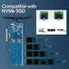 Kaarten Dual NVME PCIe Adapter, M.2 NVME SSD naar PCIE 4.0 X8/X16 Kaartondersteuning M.2 (M Key) NVME SSD 2280/2260/2242/2230