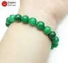 Strand Qingmos Fashion Jades Bracelet para mujeres con joyas de piedra verde oscura redondas de 10 mm 7.5 '' Bra483