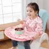 Long Sleeves Bib Attaches to Highchair & Table Weaning Bibs with Multi-pattern