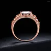 Anéis de cluster Crystal Fair Double For Women Rose Gold Color Fashion Retro Jewelry Sale Drop DFR367