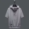 Hooded Short Sleeved Men's Summer Trendy Brand Versatile Instagram Trend T-shirt Original Style Loose Fitting Clothes with Simple Five Quarter Sleeves