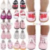 Roupas de sapatos de boneca de 7 cm botas feitas à mão para American 18 polegadas Girl43cm Baby New Born, OG Doll Acessories Sapatos de presente Festival Toy