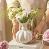 Wazony biały ceramiczny kwiat wazon stały kolor dyni ozdoby z jadalnią kontener salon pojemnik na dom do dekoracji domowej