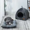 Cat Beds Furniture Soft Cat Bed Foldable Kitten House Semi-enclosed Indoor Cats Cave Warm Kennel for Small Dogs Cats Deep Sleep Pets Accessories