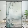 Window Stickers Chinese Bamboo Forest Pattern Privacy Film Landscape Stained Glass Frosted Static Cling Sticker