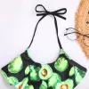 Focle Girl Swimsuit Kids Kids Avocado Print Girl Bikini Set 7-14 anni Due pezzi da bagno per bambini Halter Top Girls Bathing Abita