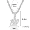 Подвесные ожерелья мужчины Женщины хип -хоп № 100 Ожерелье с 4 -миллиметровым цирконом теннисной цепь заморожена блюс