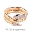 Fashion Ins Designer unique exagéré Diamond Zirconia Twisted Animal Snake Bangle Bracelet For Woman Girls Open Ajustement