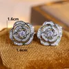 Backs Earrings Female White Zircon Stone Flower Clip Charm Silver Color Wedding Jewelry For Women