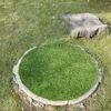 Decorative Flowers Artificial Grass Placemats Round Table Mat Green Fake Turf Patch Fluffy Circular Rug Carpet