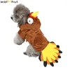 Hundkläder Warmhut Funny Turkey Costume Pet Halloween Christmas Cosplay Dress Pets Cat Animal Fleece Hoodie Warm Outfit Clothes