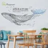 Créative Geométric Whale Wall Autocollants salon Sofa Fond décor mural décoration chambre auto-adhésive décoration de maison