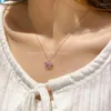 Anhänger Halskette süße rosa Liebe Zirkon Halskette für Frauen modeln luxuri