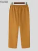 Zanzea Women Solid Color Trouser Zomerpotlood Long Pant Casual Elastische taille Pantalones Fashion Pocket Stitching Pants 240408