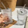 Wine Glasses Creative Vertical Portable Bamboo Joint Glass Cup With Lids Straws Leak-proof Tea Mug Leather Straw 400ml Large Capacity