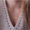 Colares pendentes Novo moda steampunk dainty círculo collier collier circular mínima cadeia colar pingente de joias femininas colares baratos