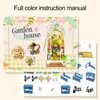 Figurines décoratives Habnit House House Modèle Jardin en bois avec meubles pour enfants Adultes Diy Miniature Assemblage