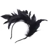 Elegant Black Feather Headbands Fascinator Wedding Bridal HairClip Hat For Party Cocktail Headpiece Lady Floral Pattern HeadWear