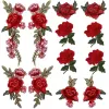 Red Rose Flower Patch nähen Sie Stoffabzeichen gestickt Blumenapplikationen Dekorative Patches Scrapbooking